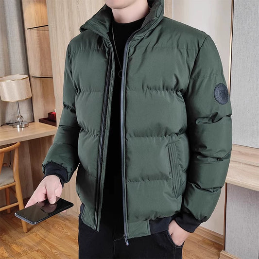 Men's Down Jacket Thickened Warm Leisure Stand-up Collar Slim Fit Cold-Proof Cotton-Padded Coat