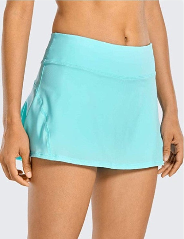 Women's Sports Tennis Golf Skirt Pants Mid-waist Pleated