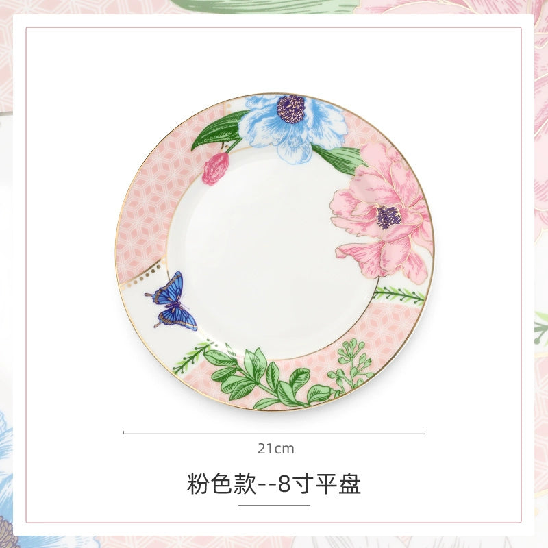 Luxury Ceramic Scandinavian Golden Trim Style Bone China Tableware Combination