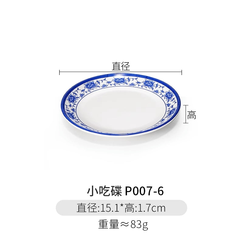Melamine Dinnerware Blue and White Porcelain Snack Plate Special-Shaped Creative Tableware Commercial Use