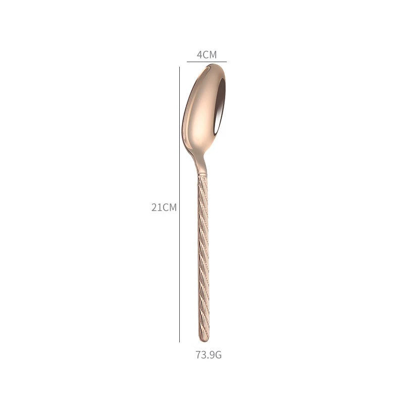 Home 304 Stainless Steel Steak Western Tableware Knife Fork Spoon 4 Pieces Combination Set Rice Spoon