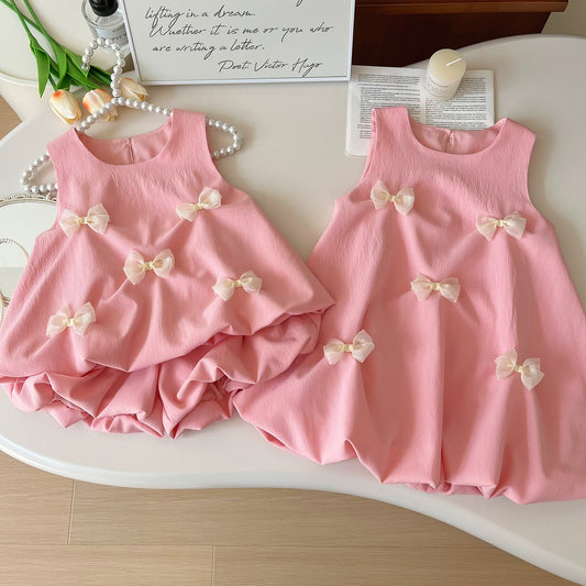 Summer K-style Sleeveless Vest Dress Baby Bows