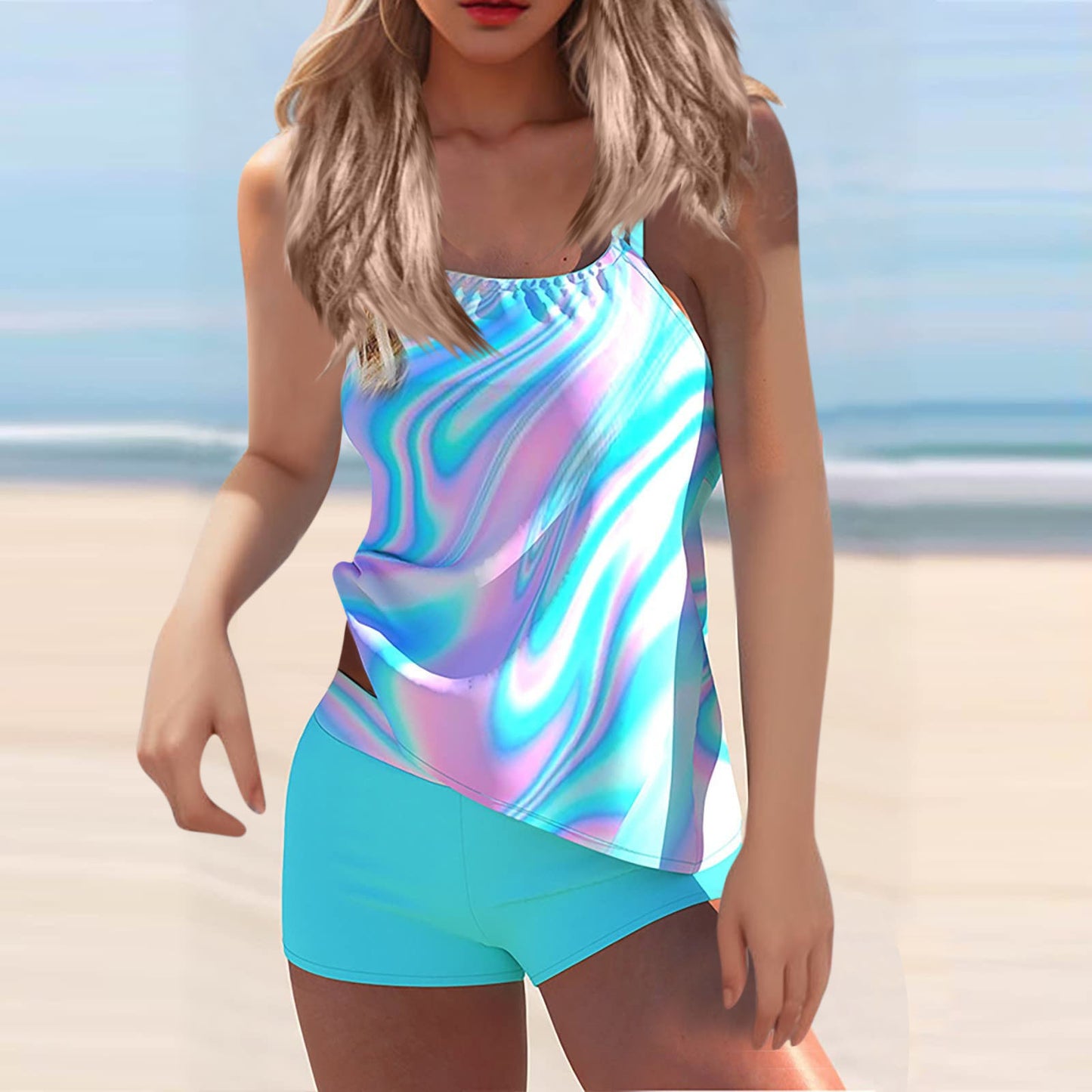 Women Swimsuit Separate Boxer plus Size