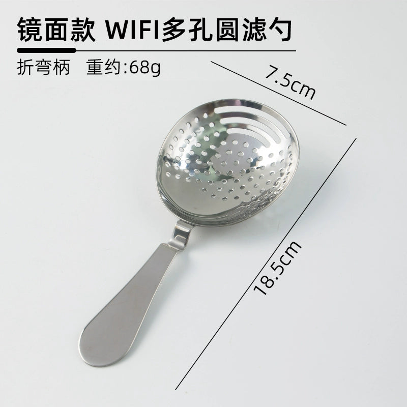 304 Stainless Steel Ice Filter Spoon-Shaped Ice Strainer Creative Cocktail Bar Filter Partition Ice Filter Cocktail Ice Cube
