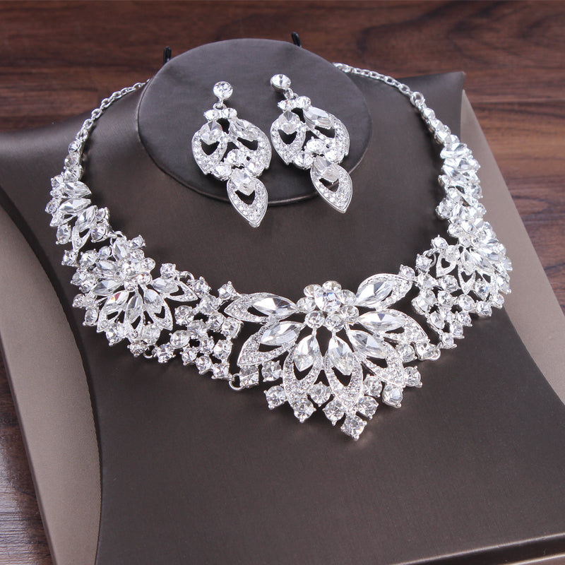 Elegant European and American Style Bride Three-Piece Wedding Crown