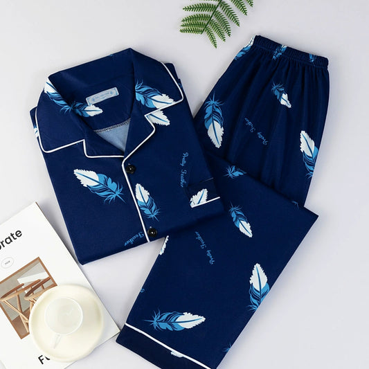 Men's Pajamas Cotton Long sleeve Trousers Two-piece Set