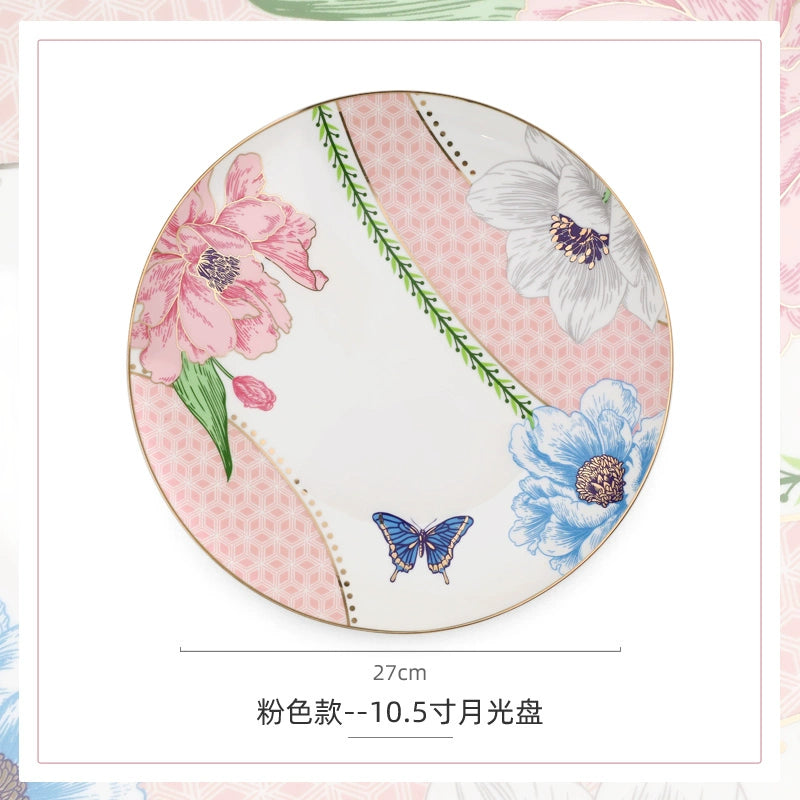 Luxury Ceramic Scandinavian Golden Trim Style Bone China Tableware Combination