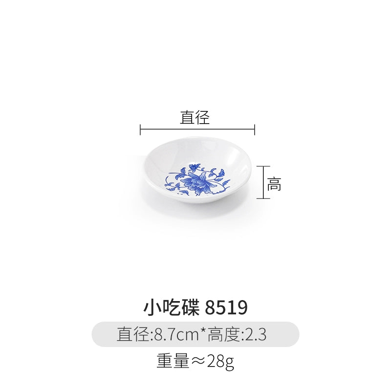 Melamine Dinnerware Blue and White Porcelain Snack Plate Special-Shaped Creative Tableware Commercial Use