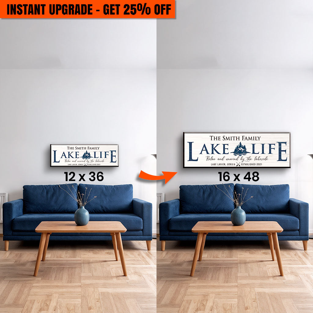 Upgrade Your 36x12 Inches Canvas 'Lake Life' To 48x16 Inches Canvas