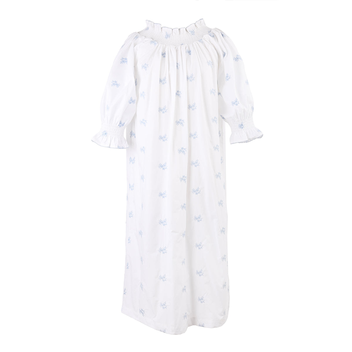 NANCY COTTON EMBROIDERED LONG SLEEVE NIGHTGOWN