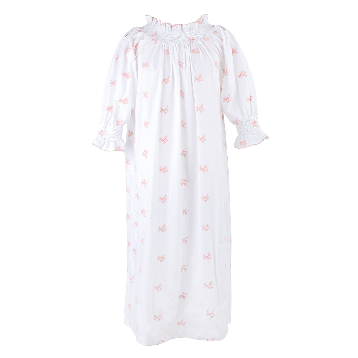 NANCY COTTON EMBROIDERED LONG SLEEVE NIGHTGOWN