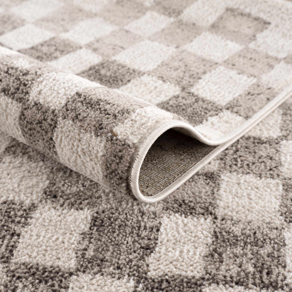 Benjy Beige Checkered Area Rug