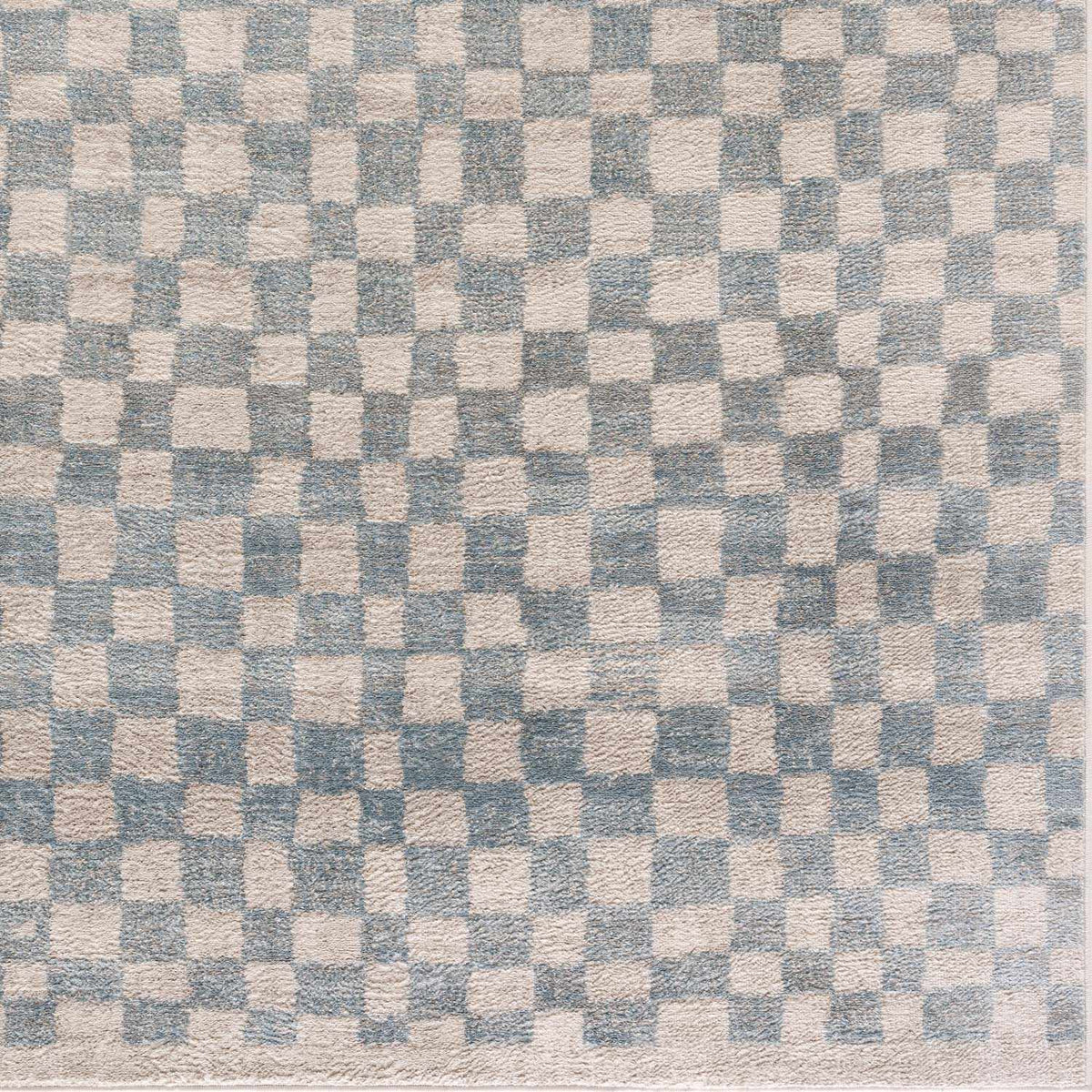 Benjy Cream & Light Blue Checkered Area Rug