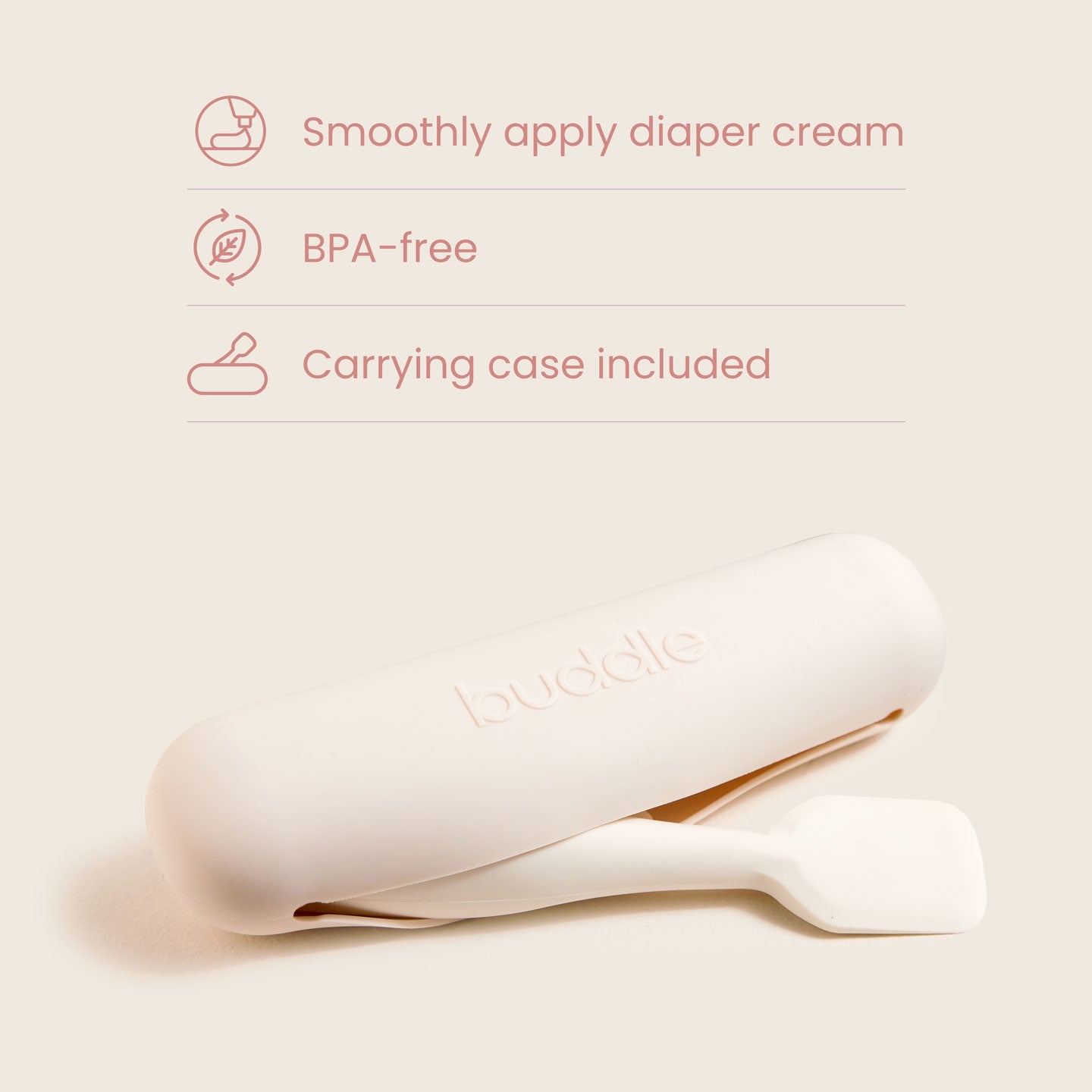 Buddle Silicone Diaper Rash Applicator Paddle Spatula & Carrying Case