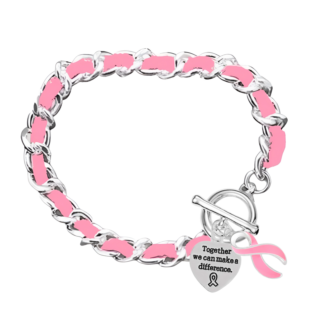 Pink Ribbon Leather Rope Bracelets | Breast Cancer Awareness