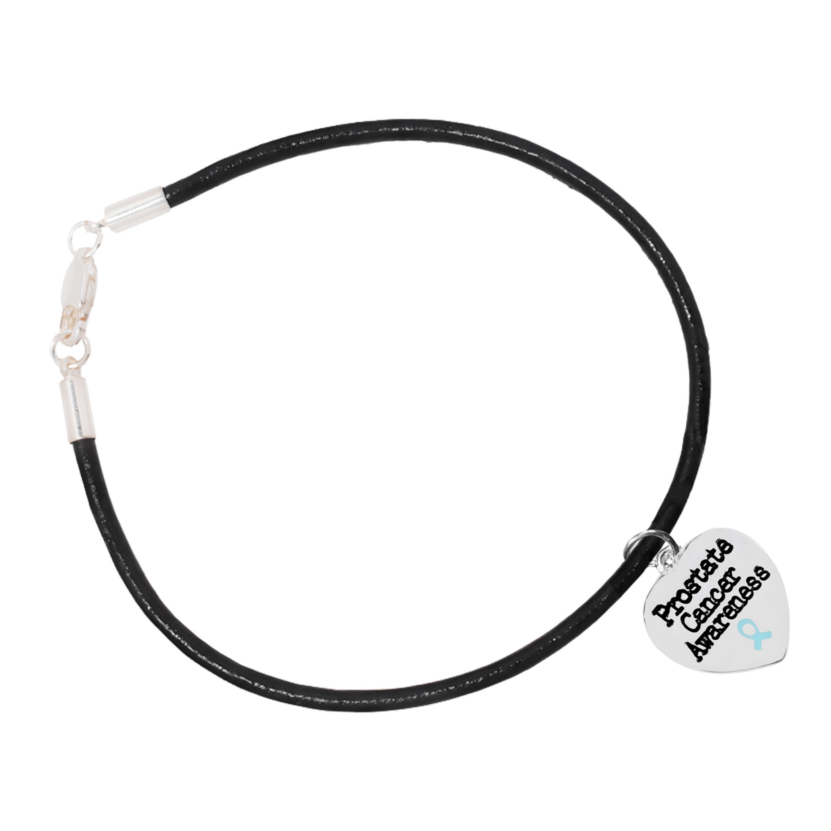 Prostate Cancer Awareness Heart Leather Bracelets