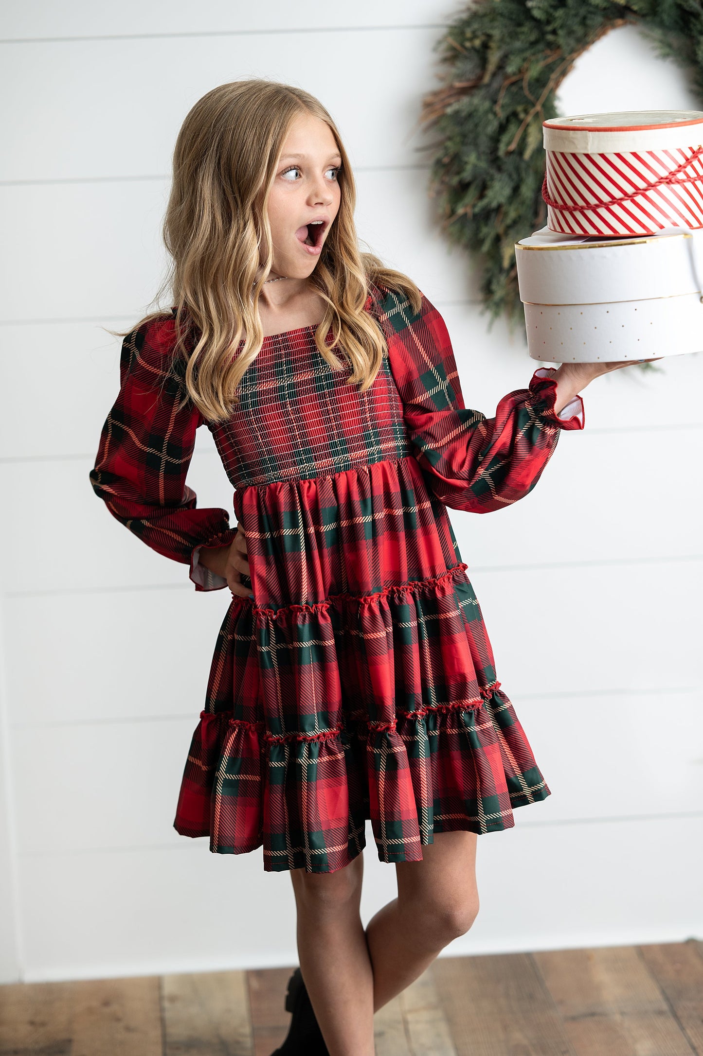 Red Green Plaid Dress
