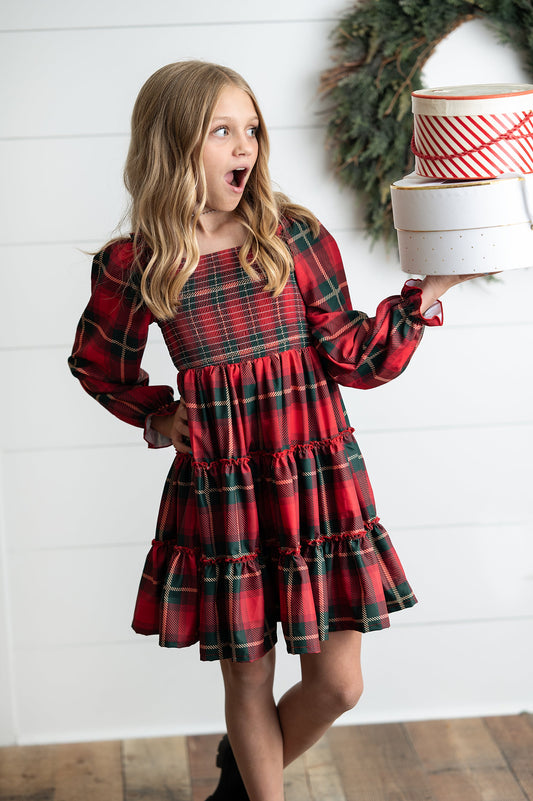 Red Green Plaid Dress