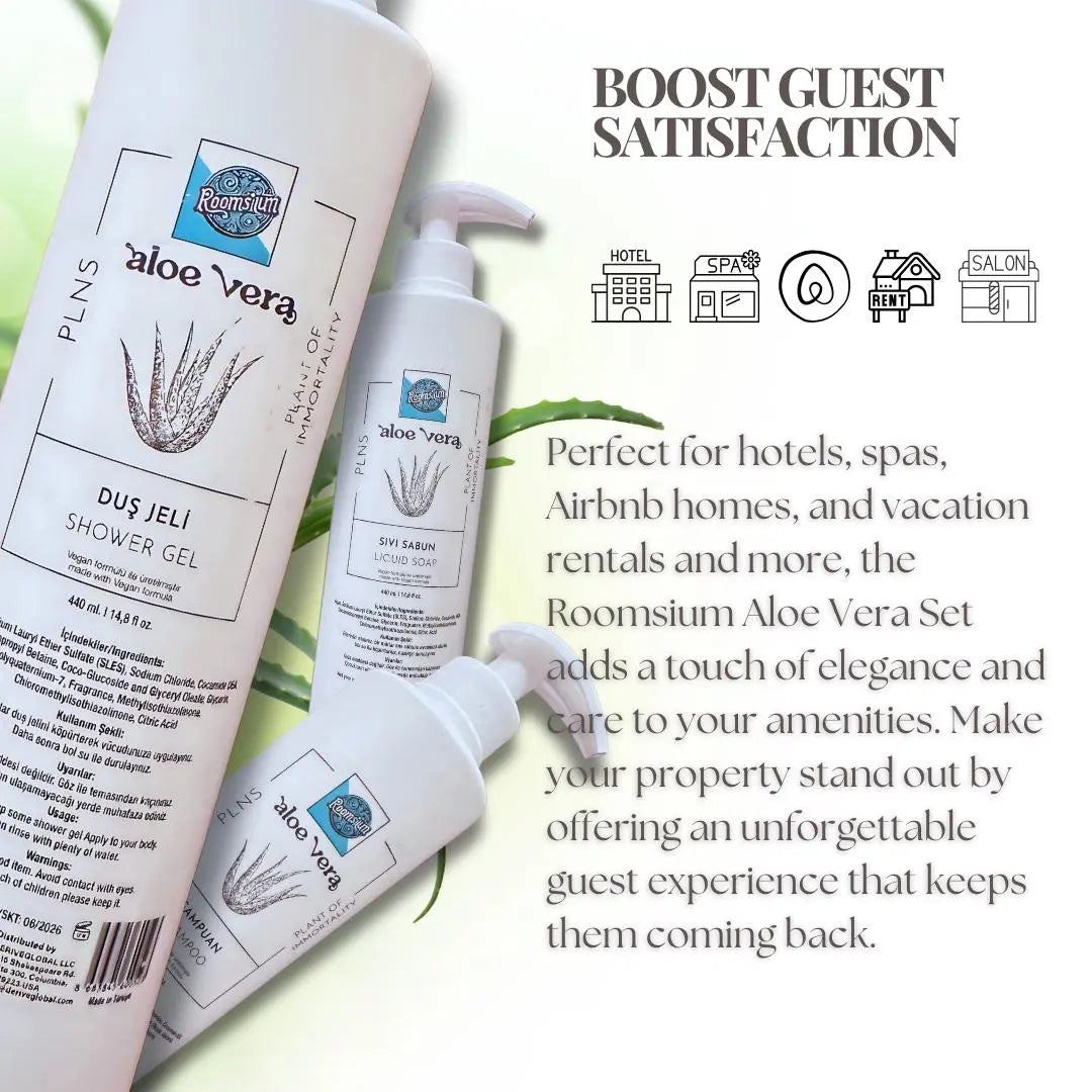 Roomsium Aloe Vera Dispenser Set Hotel And Airbnb Essentials