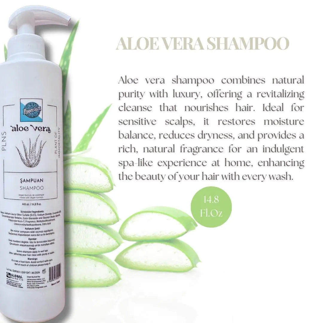 Roomsium Aloe Vera Shampoo 14.8 Fl Oz Vegan Paraben Free