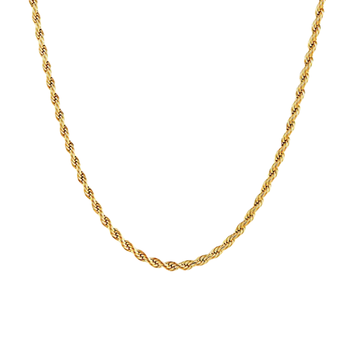 Classic Rope Chain Necklace in Gold or Silver - Great Solo or Stacked