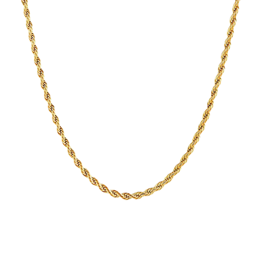Classic Rope Chain Necklace in Gold or Silver - Great Solo or Stacked