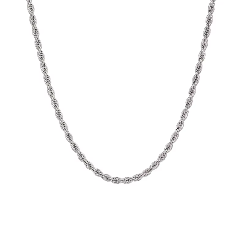 Classic Rope Chain Necklace in Gold or Silver - Great Solo or Stacked