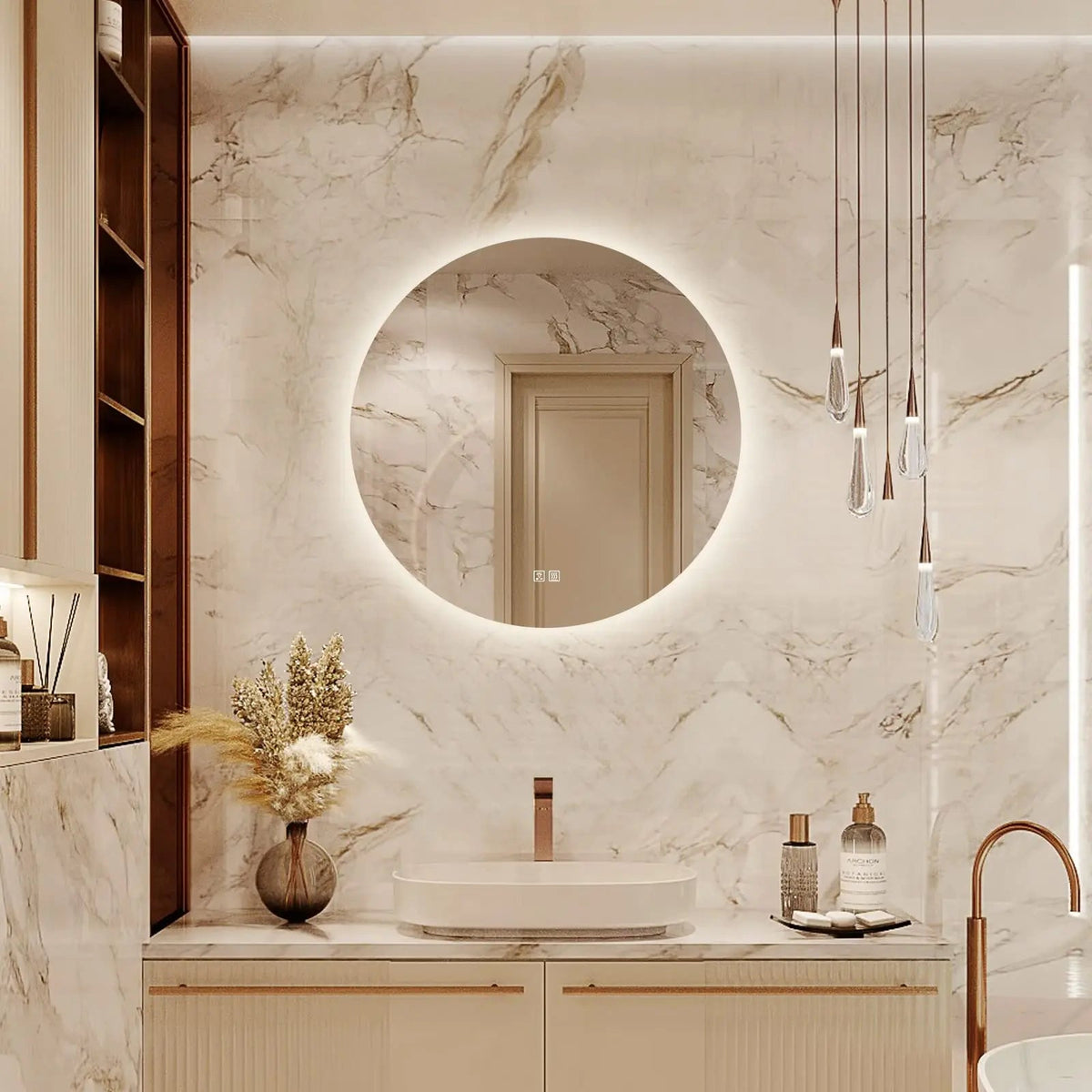 Round Backlit LED BATHROOMS Vanity  Mirrors With Dimmable Lights