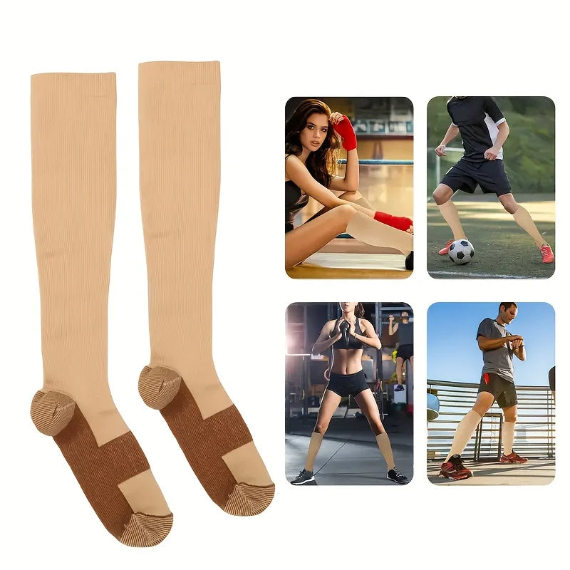 4 pairs copper compression socks Unisex for running and traveling for nurses and pregnant women mid-calf design