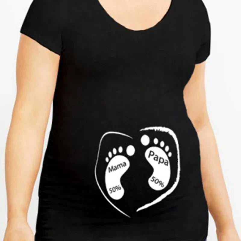 Summer Maternity Short Sleeve T-shirt Women Clothing Pregnant Zipper Twins Print Plus Size S-3XL Funny T-shirt Top Tees