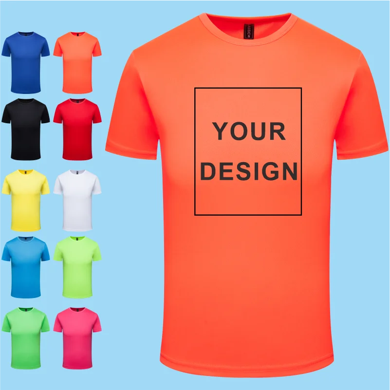 Quick Dry Round Neck T-shirt Custom Printed Embroidered Logo Sports Fitness Short Sleeve Top Running Shirts