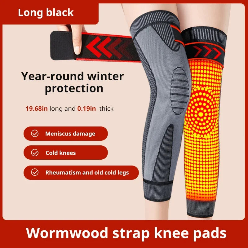 1 Pair Compression Knee Support Pads Self-Heating Four Sided Elasticity Keep Warm Old Cold Legs Fo Elderly Joint Protection Calf