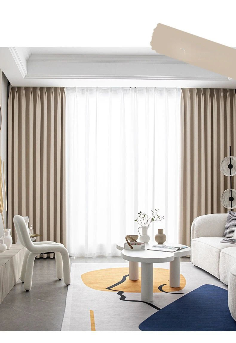 Customized Lightning Jacquard Thickened Chenille Blackout Curtains for Living Room Bedroom French Window