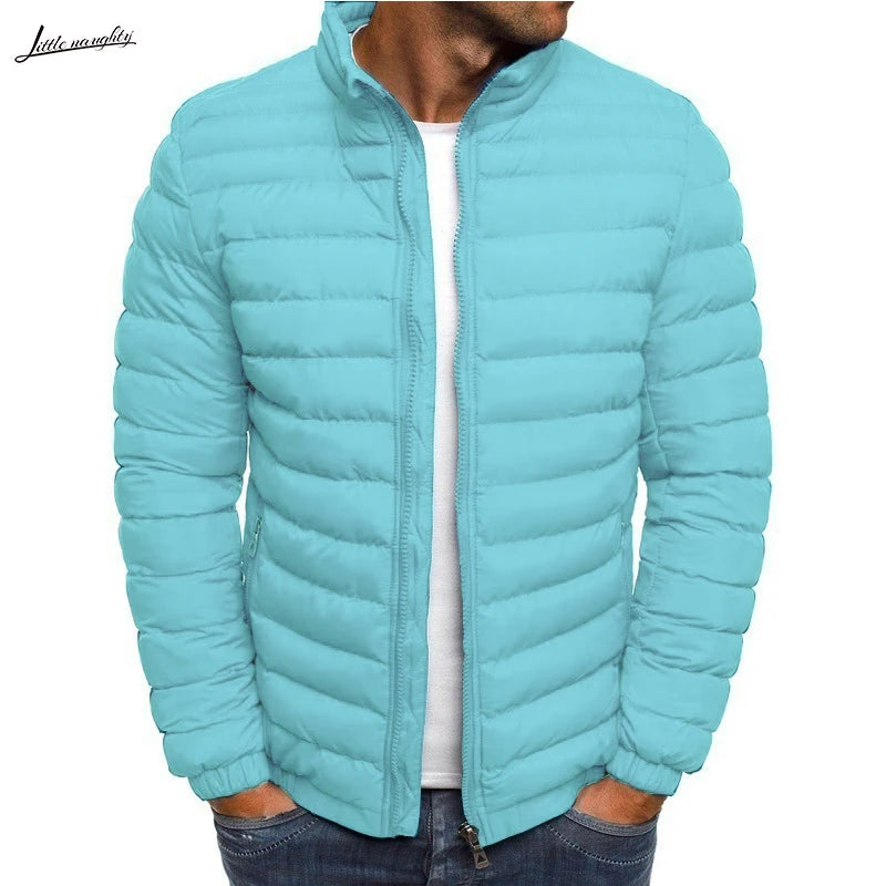 Men's Parkas Solid Hooded Cotton Coat Jacket Warm Autumn Winter