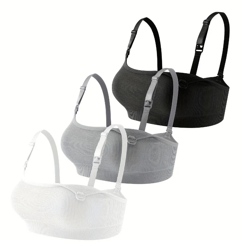 3 PCS Set Breathable Front Open Nursing Bra Maternity Underwear Pregnancy Bra Full Cup Wireless Comfortable Breastfeeding Bra