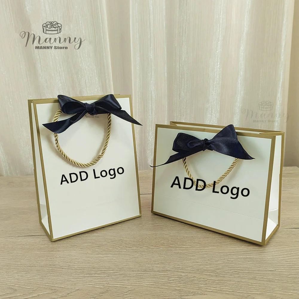 10 Pcs Custom Logo Gift Bag Packaging Box For Small Businesses Valentines Day Paper Bag Favors Boxes Wedding Birthday Flower