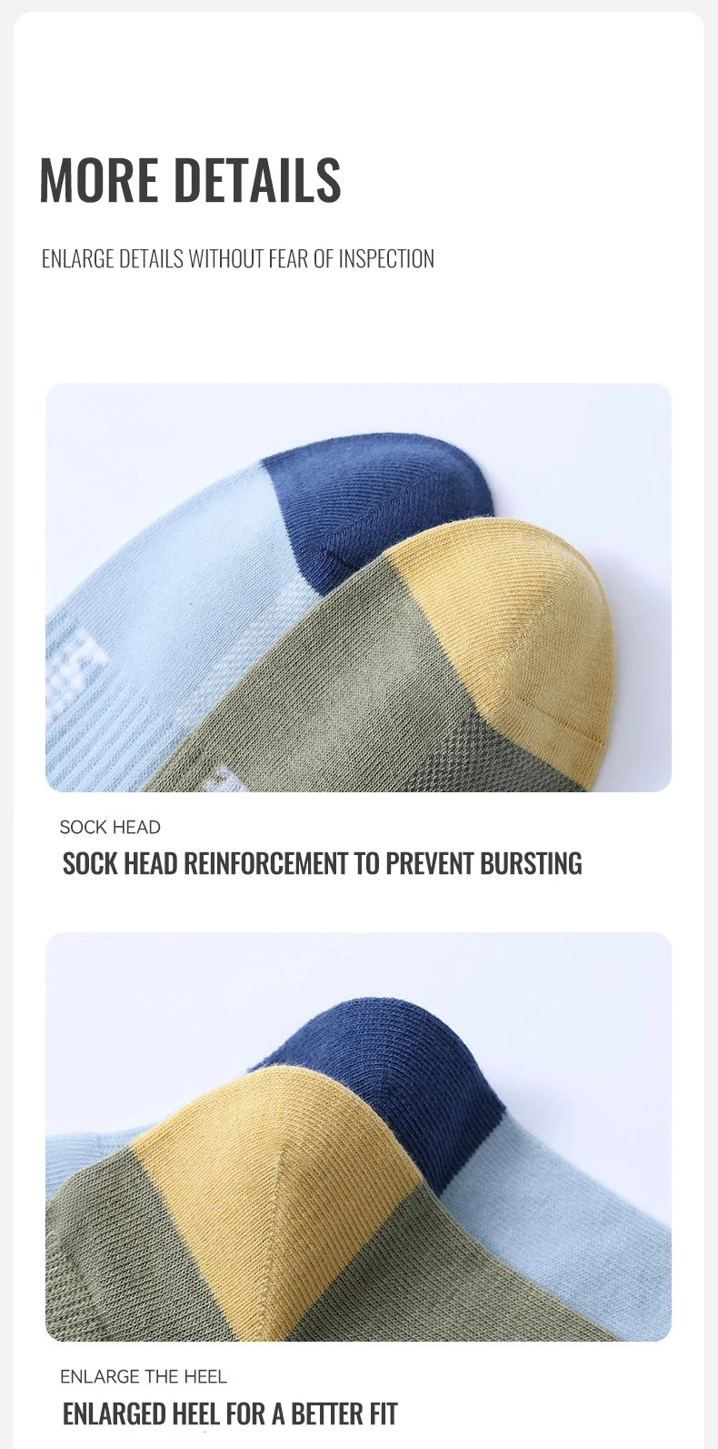 100% Pure Cotton Men Short Socks Set Lycra Band Ear-lifting Heel Protection Deodorant Antibacterial Sports Ankle Sock