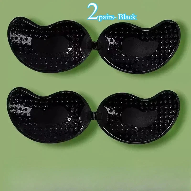 Invisible Push Up Bra for Women Backless Strapless Bra Seamless Front Closure Bralette Underwear Silicone Self-Adhesive Bra Pad