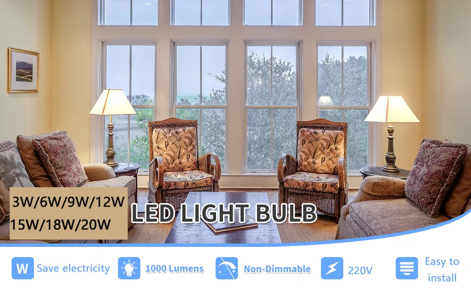 8PCS LED Bulb E27 B22 E14 AC220/110V 3W 6W 9W 12W 15W 18W Brightness and Low Energy Consumption