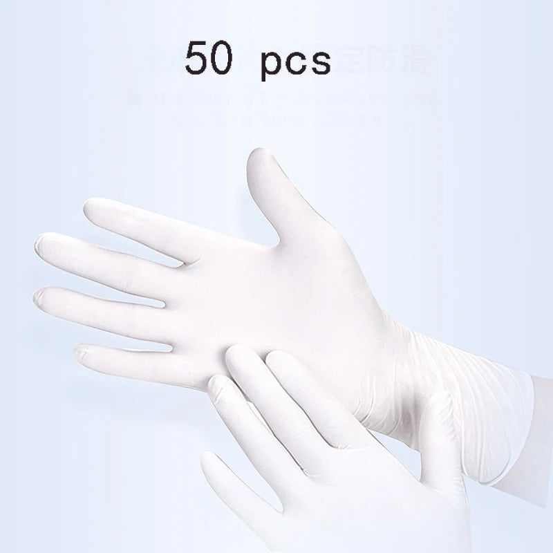 S/M/L/XL White Disposable Nitrile Gloves Latex Free Powder Free Waterproof Wear Resistant Gloves for  Dishwashing Gardeni