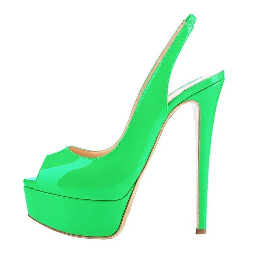 Women Sandals Stilettos 14CM Platform High Heels Sexy Pumps Open Toe