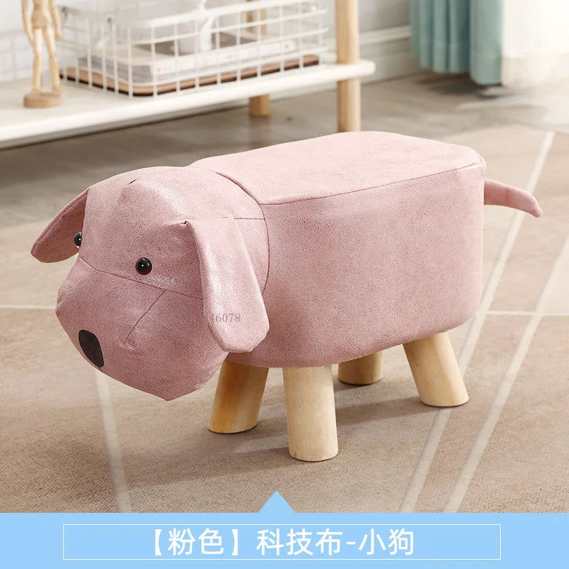 Real Wood Low Stools Creative Animal Elephant Cartoon Family Change Shoe taburete Small Stool ottomans Lovely pouf