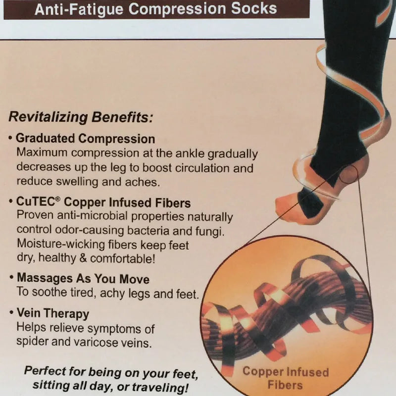 Copper Compression Men Women Socks Anti Fatigue Pain Relief Knee High Stockings 20-30 Athletic Pregnancy
