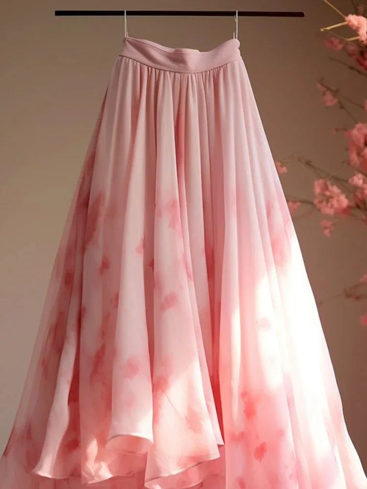 Spring/Summer Women's Elastic Pleated High Waist Slim A-line Skirts