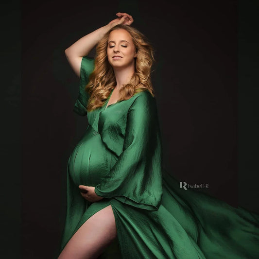 Elegant Soft Satin Maternity Photography Gown