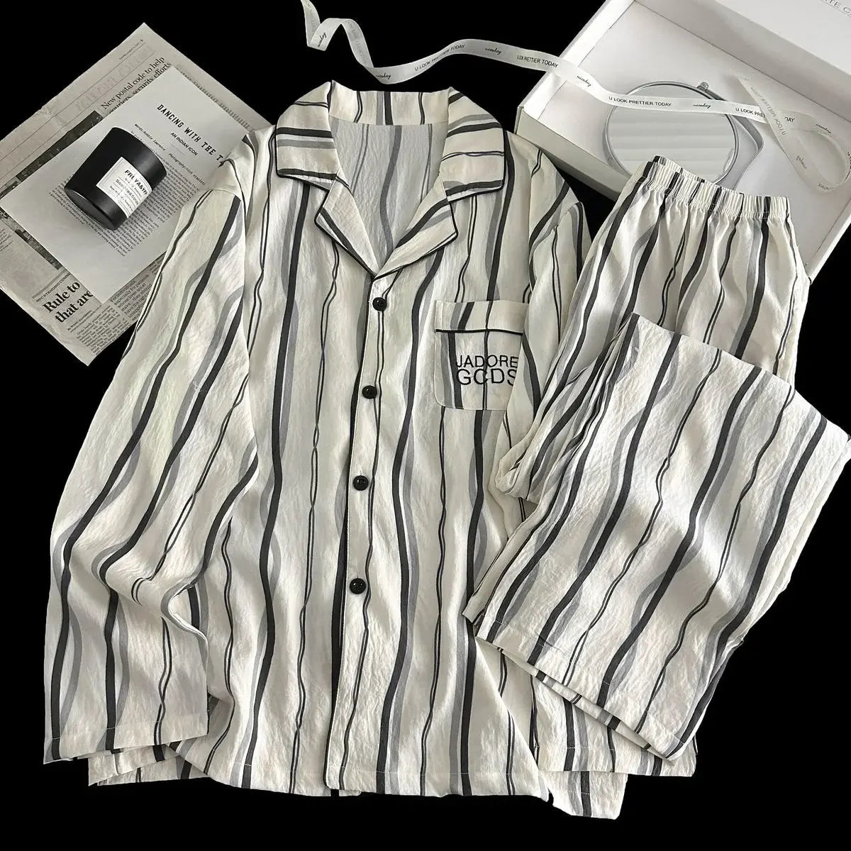 Men Spring Cloud Cotton Pajama Set Sleepwear