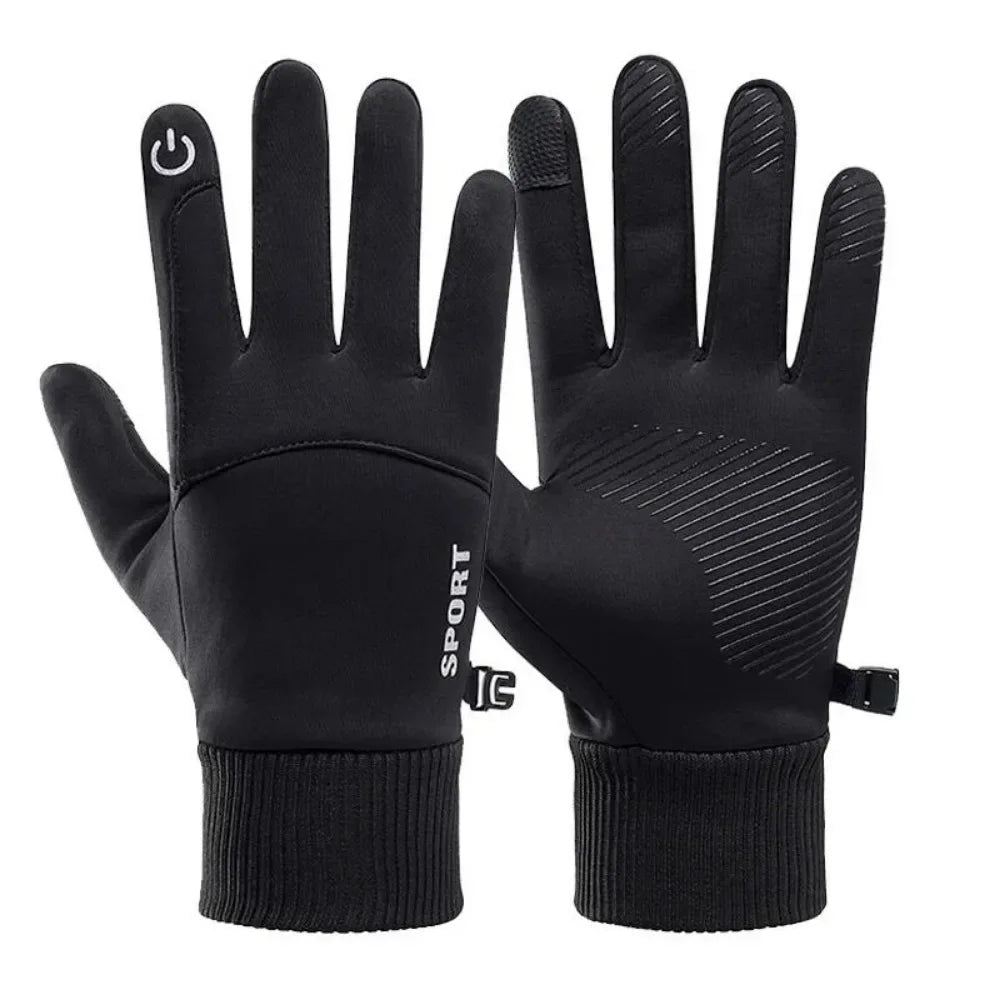 Autumn Winter Warm Full Finger Gloves Fashionable Outdoor Sports Touch Screen Anti Cold Non-slip Velvet Gloves