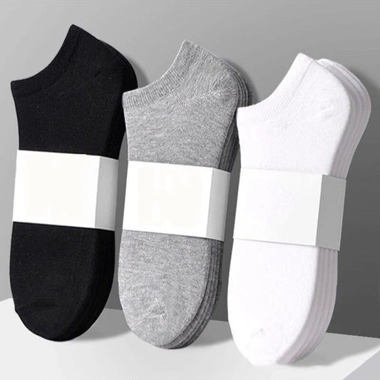 10/5pcs Pairs Low Cut Ankle Breathable Men/Women Socks Solid Color Black White Grey