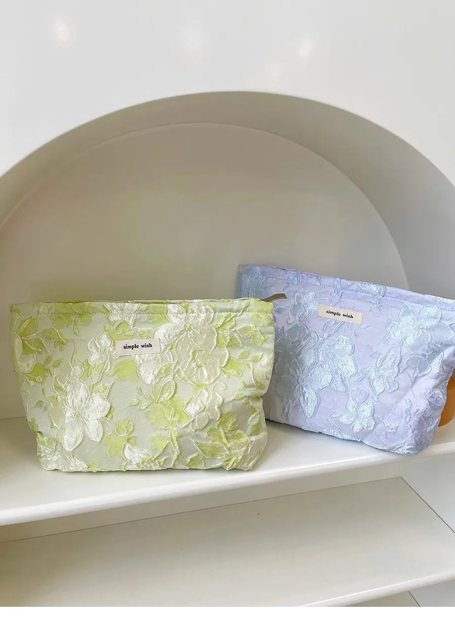 Fashion Floral Print Zipper Cosmetic Bag Travel Essentials Organizer Makeup Toiletry Pouch Portable Women's Makeup Bag