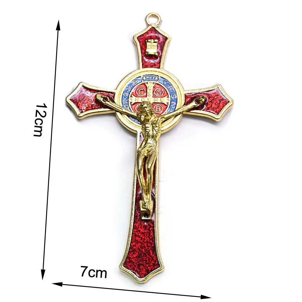 12*7cm Golden Saint Benedict Cross Jesus Christ Pendant Religion Praying & Decoration